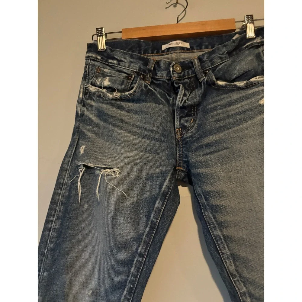 Moussy Vintage Distressed Medium Wash Straight Leg Jeans Size 25 - Picture 3 of 11